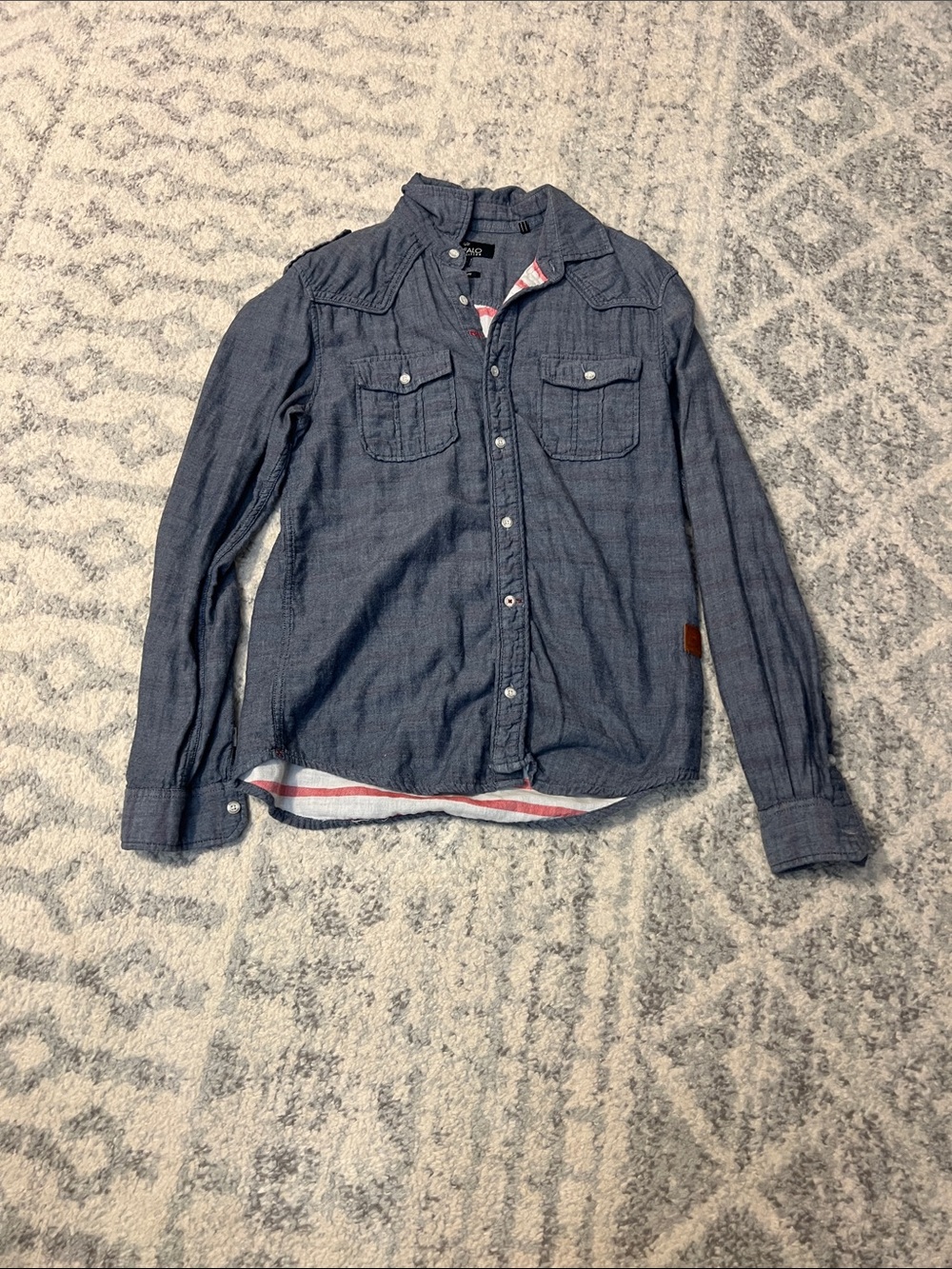 Buffalo David Bitton Men's Denim-Look Button-Down Shirt in Blue